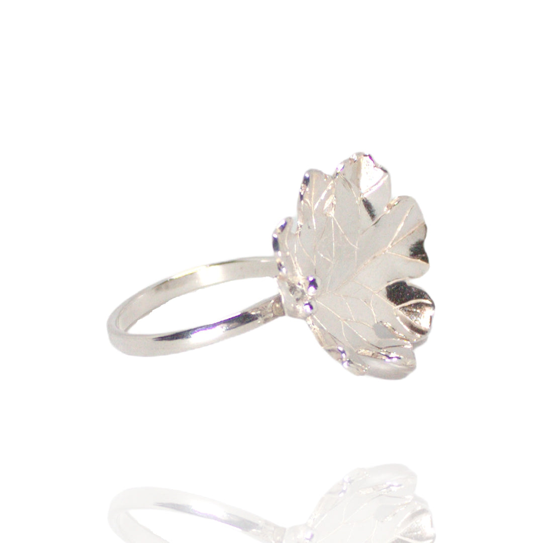 Sterling Silver Round Edge Leaf Ring