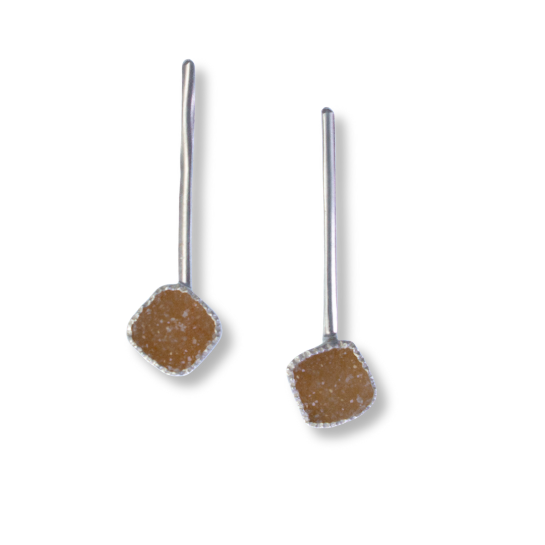 Med orange square - Sterling, fine silver, drusy