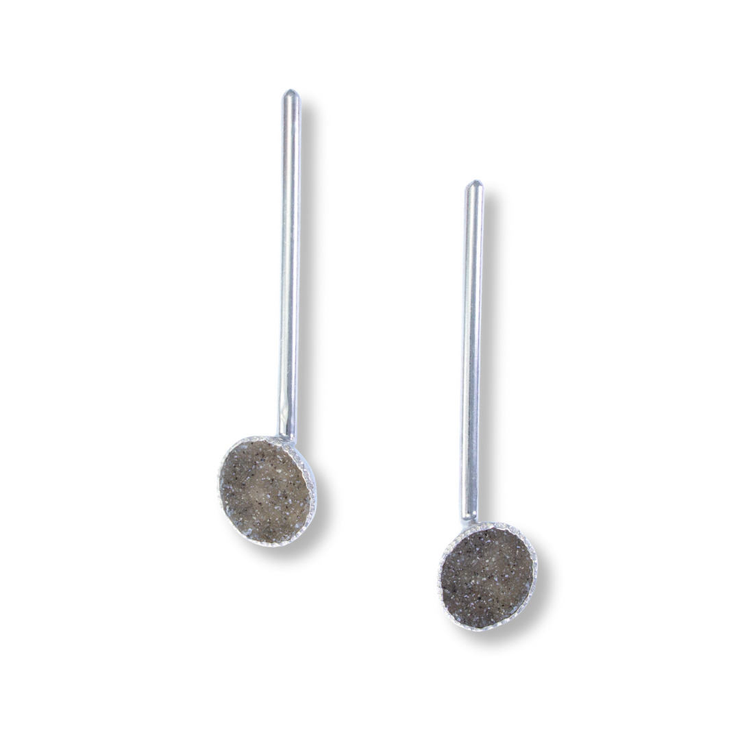 Med grey speckle ovals  - Sterling, fine silver, drusy