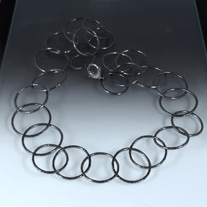 Hammered 20" Lg/Sm Circles Chain in Blackened Sterling