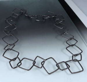 Hammered 20" Lg/Sm Squares Chain in Blackened Sterling