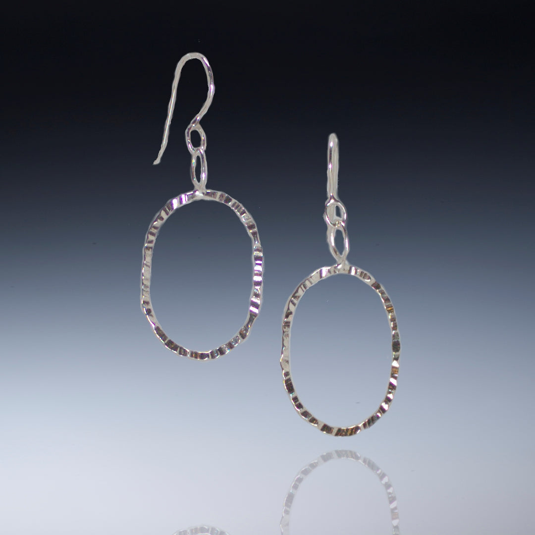 Oval Hammered Geometric Earrings