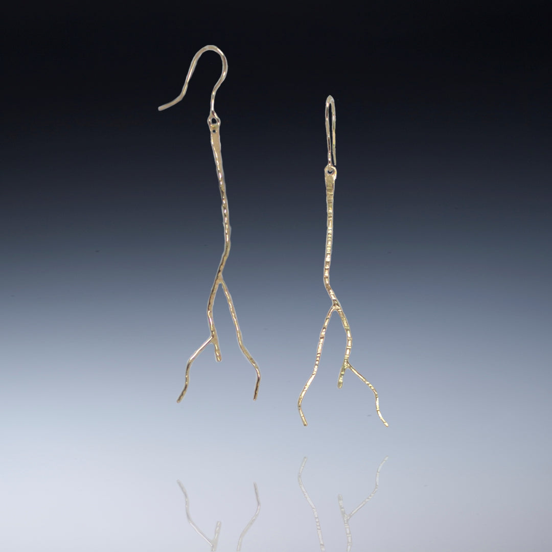 18k Gold Lightning Earrings - 3 Sizes (Custom to Order)