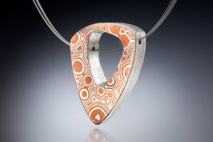 Triangular hollowform in sterling and mokume gane