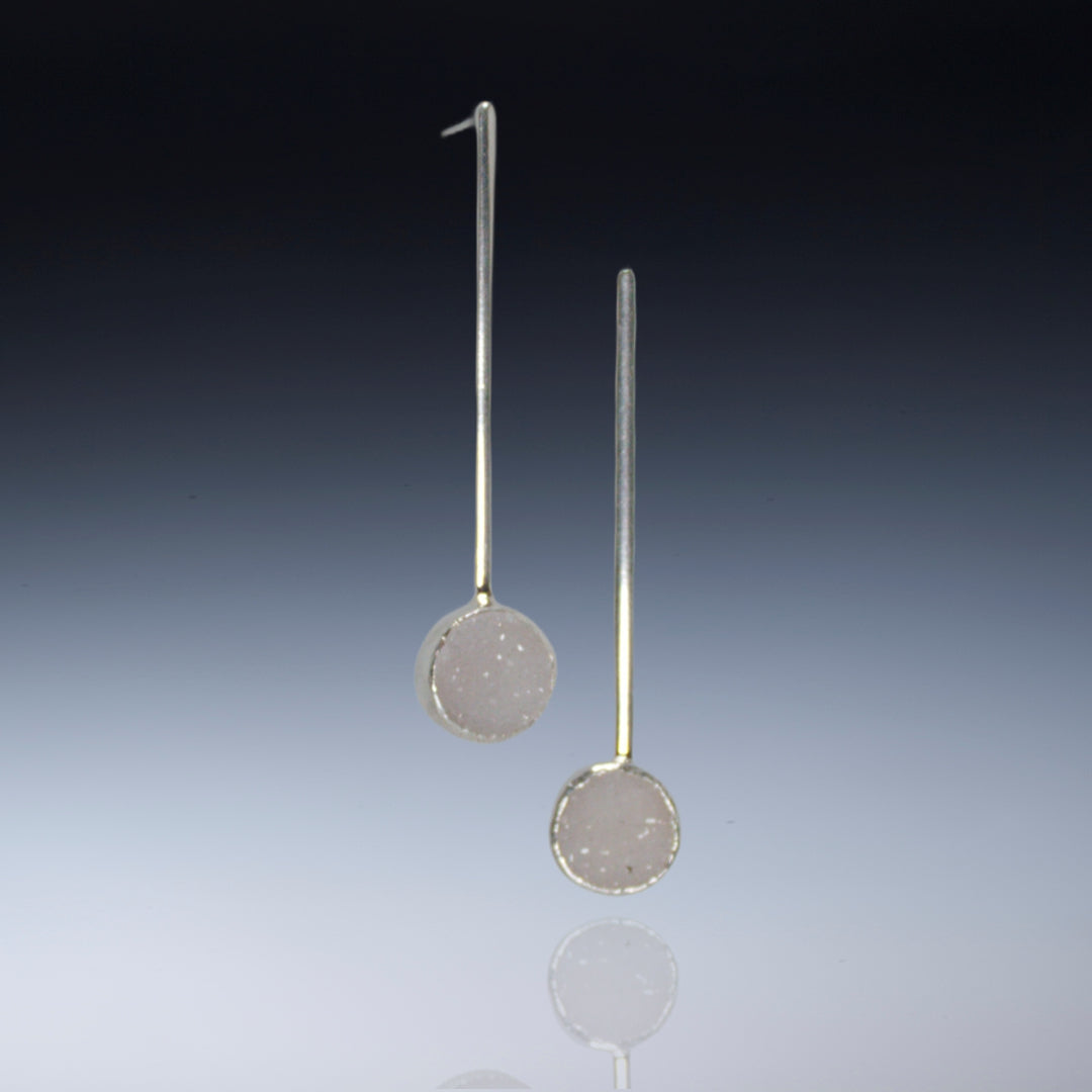 Long Pendulum - Sterling, Fine Silver, drusy Round