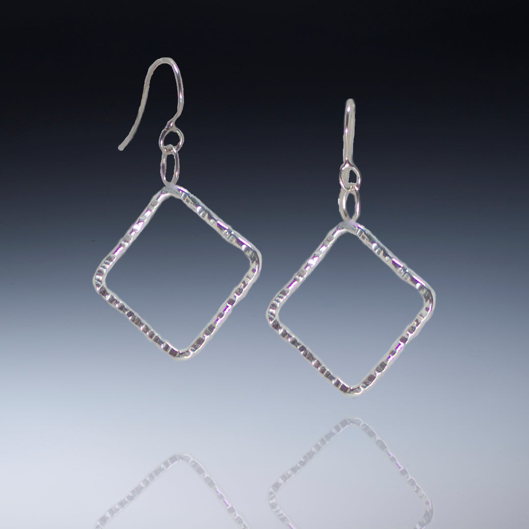 Square (Point up) Hammered Geometric Earrings