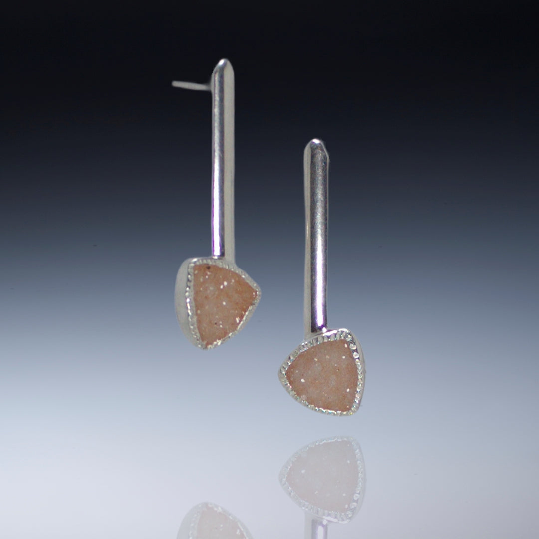 Triangle posts - Sterling, fine silver, drusy