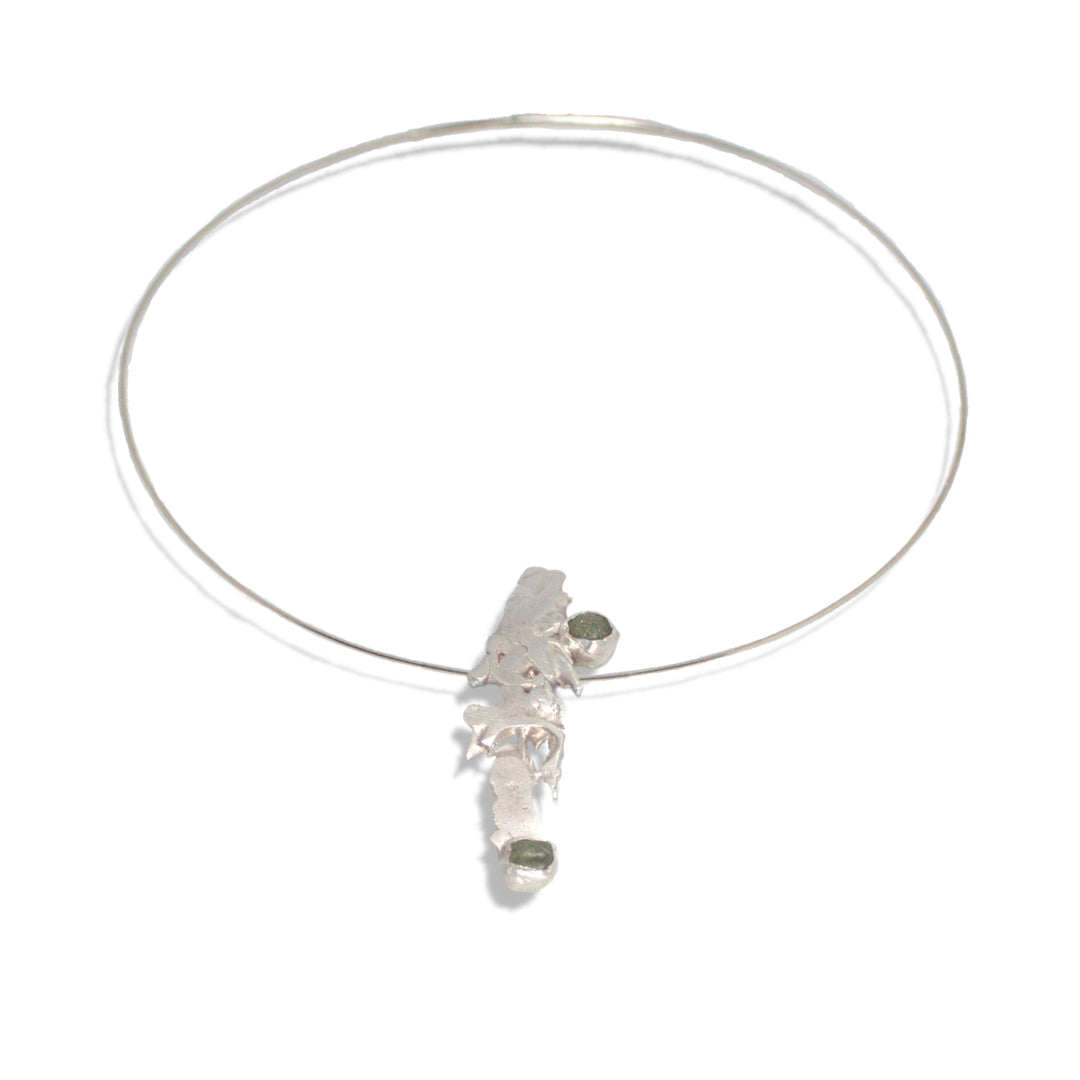 Sterling Abstract with Two Natural Rough Sapphires