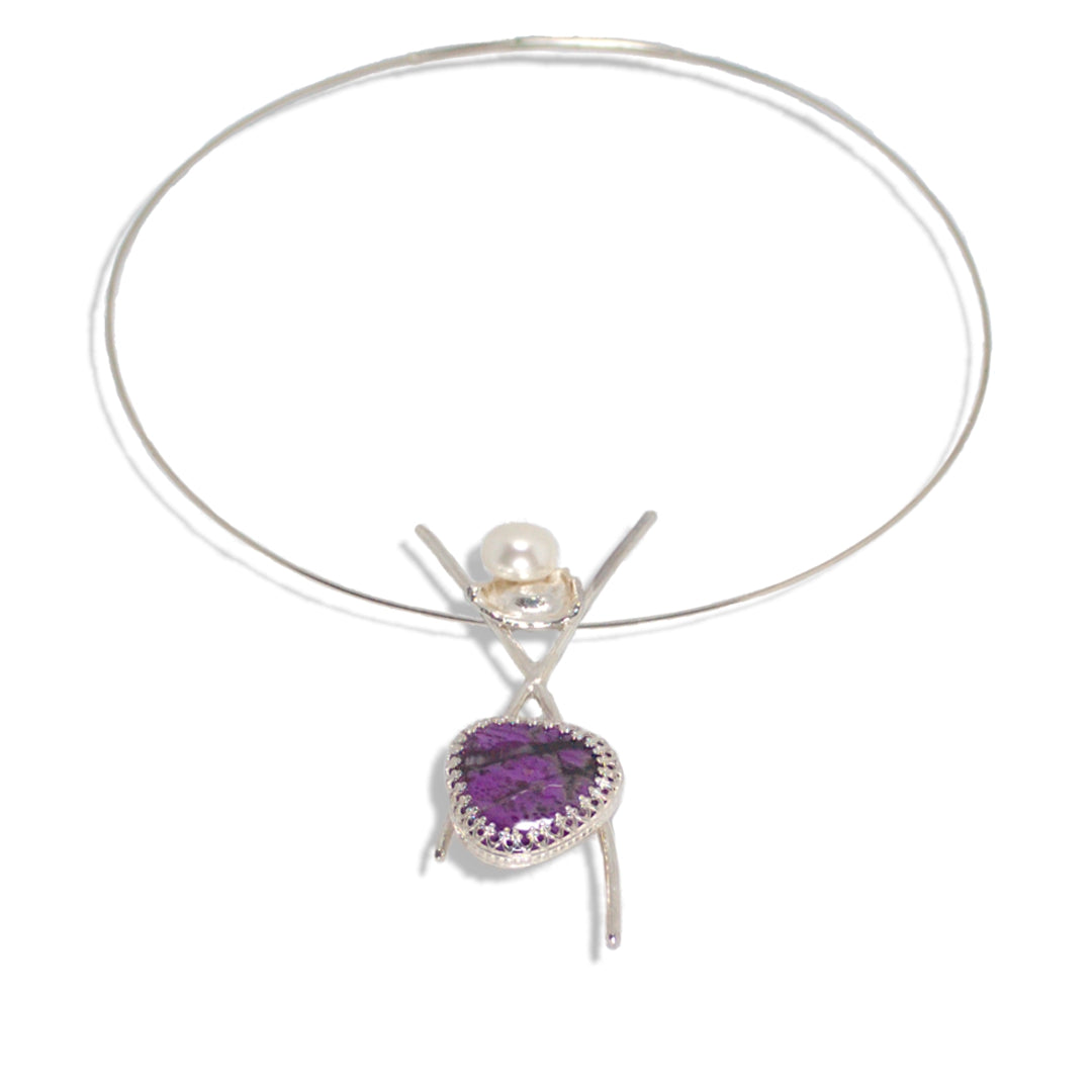 "Crossworks 2" - Triangular Sugilite & White Pearl
