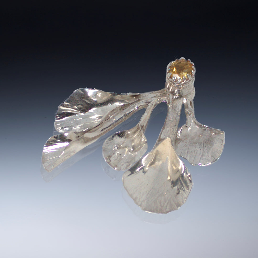 Sterling Cascade Cluster w,faceted oval citrine