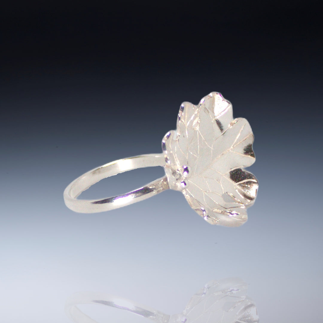 Sterling Silver Round Edge Leaf Ring